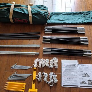 コールマン　テント＆タープ＋テント内マット＋寝袋3人分＋専用キャリーバック