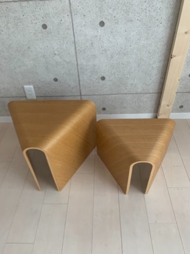 無印良品 重なるテーブルベンチ・成型合板・オーク材 大小セット | www