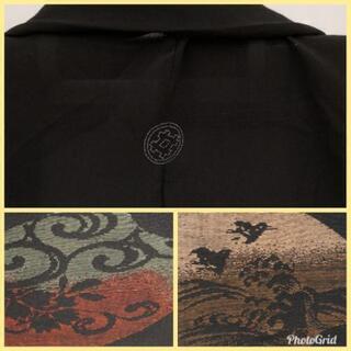 夏☆長羽織 正絹 黒 漆 一つ紋