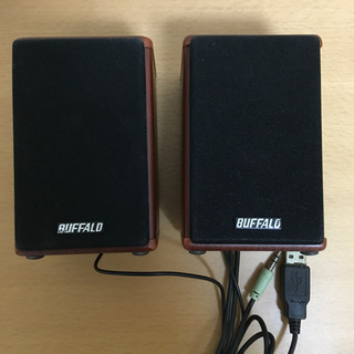 iBUFFALO USB電源ミニウッドスピーカー(チェリーウッド...