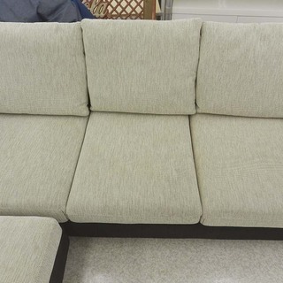 Ｌ字ソファ 3人掛け オットマン付き ファブリック 布 ブラウン/ベージュ カウチソファ ☆ PayPay(ペイペイ)決済可能 ☆ 札幌市 北区 屯田 