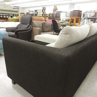Ｌ字ソファ 3人掛け オットマン付き ファブリック 布 ブラウン/ベージュ カウチソファ ☆ PayPay(ペイペイ)決済可能 ☆ 札幌市 北区 屯田 