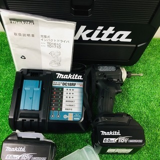 中古美品 マキタ(Makita) 充電式インパクトドライバ(黒) 18V 6Ah バッテリ2本・充電器・ケース付 TD171DRGXB バッテリー2個とも充電回数1回！ 使用回数1回！【リライズ野田愛宕店】【店頭取引限定】【中古美品】1点限り早い者勝ち！