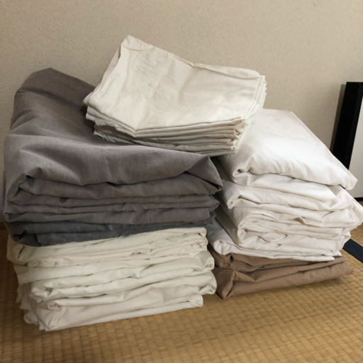 ⑤民泊向け★セミダブルボックスシーツ\u0026掛けカバー＋枕カバー計25点セット★取りに来られる方限定