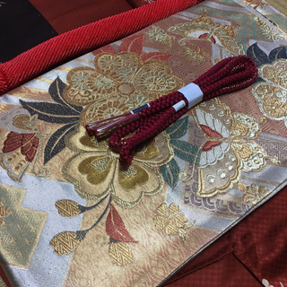 振袖のような 美しい訪問着しつけ糸付き  袋帯 帯締め 帯揚げ セット