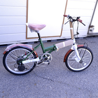 ACE BUDDY 折りたたみ自転車 未使用品 グリーン×ブラウ...