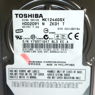 完動品　TOSHIBA MK1246GSX　120GB　2.5インチ