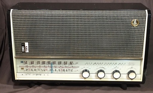 真空管ラジオ ナショナル HiFi 2BAND ラジオ 木製キャビネット 動作品