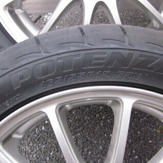 走行未使用　軽全般に装着可能　ブリヂストンホイール+ポテンザ１６５/５５-１５　４本