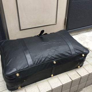 FENDI フェンディ ベカン ズッカ 黒レザー スーツケース 旅行バッグ アンティーク超特大 レア FENDI フェンディ ベカン ズッカ 黒レザー スーツケース 旅行バッグ