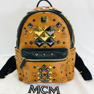 MCM 角スタッズ リュックサック カラー：ブラウンｘブラックxロ