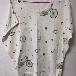 自転車柄Tシャツ  フリーサイズ