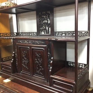 ★来店限定★唐木　和風飾り棚　松梅文様　中古 ☆来店限定☆唐木 和風飾り棚 松梅文様 中古