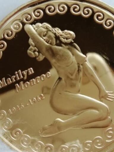 ■マリリン・モンロー記念メダル★エナメル加工 24KP 1金メダル■美品、ケース付◆今ならオリンピック記念硬貨６枚プレゼント中～♪