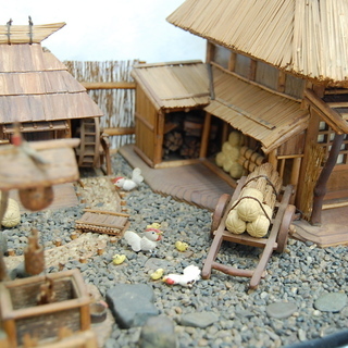 ジオラマ 古民家 藁葺き屋根 庭付き 模型 レトロ ☆ PayPay(ペイペイ