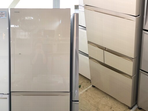 《高性能で大容量！そしてスリム》東芝◆TOSHIBA 2019年製 冷蔵冷凍庫 GR-R470GW アイボリー 5ドア