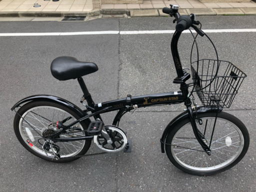 ほぼ新品！CAPTAIN STAG 20インチ折り畳み 6段変速 カゴ付き！