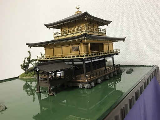 1/75 木製　金閣寺ジオラマ