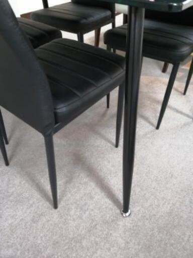 【新品】ダイニングセット4点 黒ガラステーブル 椅子4脚付