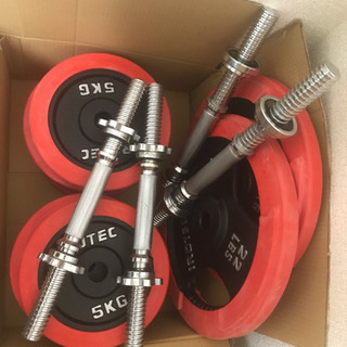 ダンベル&バーベルセット (バー6本＋プレート110kg＋プレートラック_ IROTEC 定価6万円)