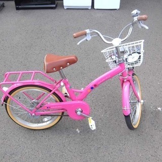 南12条店 女の子用 18インチ 自転車 補助輪付き カゴ付き ピンク