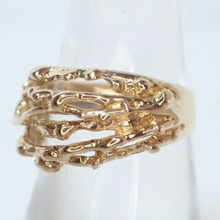 トラック　工具箱　ステンレス-E231 K18 18金 3.6g 指輪 リング 9号 木 枝