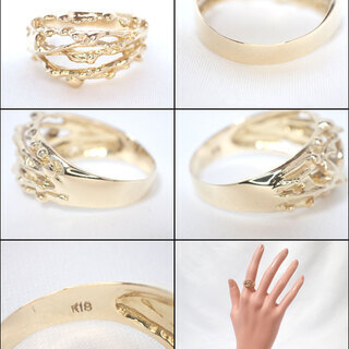 E231 K18 18金 3.6g 指輪 リング 9号 木 枝