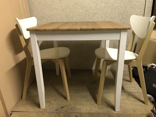 IKEA イケア ダイニングテーブル チェア2脚 ダイニングセット LERHAMN NORDMYRA 74cm角