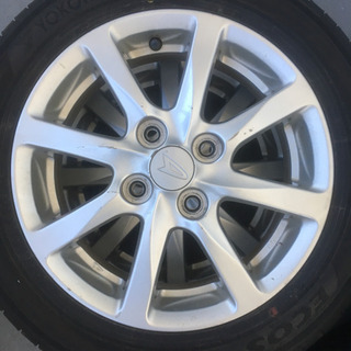 110-2ヨコハマECOS155/65R14ダイハツ純正アルミホイール付4本セット14×4.5J +45 2018年製造バリ山ですYOKOHAMAエコタイヤ