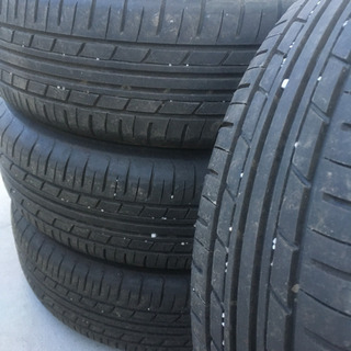 110-2ヨコハマECOS155/65R14ダイハツ純正アルミホイール付4本セット14×4.5J +45 2018年製造バリ山ですYOKOHAMAエコタイヤ