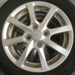 112-2トーヨータイヤTRANPATH155/65R14 14×4.5J +45 ダイハツ純正アルミホイール付4本セット TOYO TIRES 溝じゅうぶん