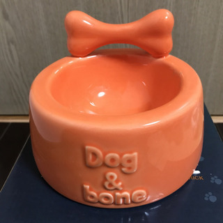ドッグフードボウル DOG&BONE セラミック エサ皿 オレンジ