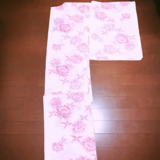 浴衣 白地 ピンク花柄