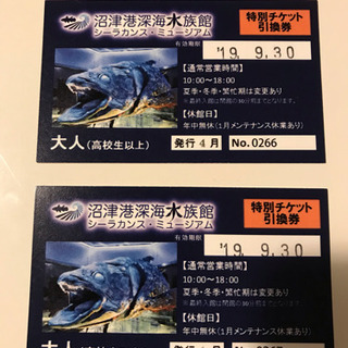 沼津港深海水族館 入場券 大人2枚 1,500円 9月30日まで有効