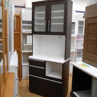 収納家具 レンジボード 幅80×奥行42×高さ200cm キッチンボード 