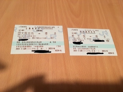 8月10日限定 大阪→福岡 こだまチケット
