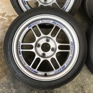 タイヤ、ホイール 軽自動車に！Black Racing GT1 15インチ 6.5 J 中古4本