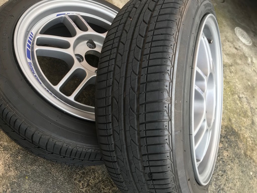 軽自動車に！Black Racing GT1 15インチ 6.5 J 中古4本 タイヤ、ホイール