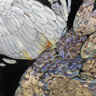 パーテーション 中国美術 4連 屏風 螺鈿細工 鶴 ほか ブラック 仕切り 飾り物 ペイペイ対応  札幌市西区西野