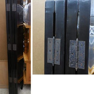 パーテーション 中国美術 4連 屏風 螺鈿細工 鶴 ほか ブラック 仕切り 飾り物 ペイペイ対応  札幌市西区西野