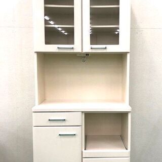 食器棚 キッチン棚 ホワイト 2枚扉 上下二分割可能 高さ207cm 【公式