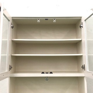 食器棚 キッチン棚 ホワイト 2枚扉 上下二分割可能 高さ207cm 【公式