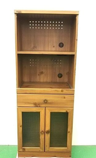 CERISE キッチンボード 収納棚 コンセント付き レンジ台 木製 高さ150ｃｍ