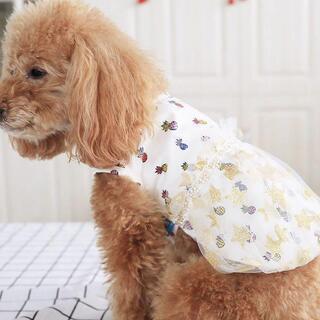 新品未使用】犬服パイナップル柄のチュール付きわんちゃん用 Sサイズ★