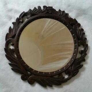 レトロ　木彫りの古い鏡