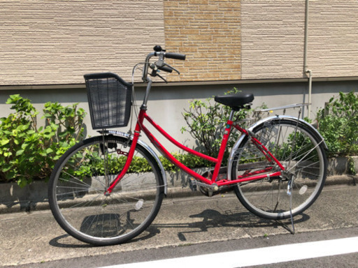 3段変速 26インチ自転車 レッド