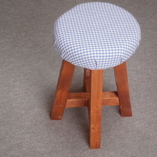 丸椅子2（青のギンガムチェック）　DIY作品　着せ替えが楽しめる...