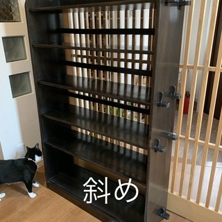 木製　本棚　６段　クサビ本棚　飾り棚　くさび止め本棚　無垢　アンティーク　レトロ レトロ 楔本棚 くさび ブックシェルフ ヴィンテージ 飾り棚 無垢材