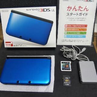 ニンテンドー3DS LL ブルー×ブラック 美品 充電器 モンハ...