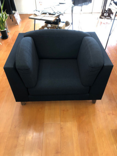 ADAL アダル 1人掛けソファ ブラック 合成皮革 メタル脚タイプ ADAL